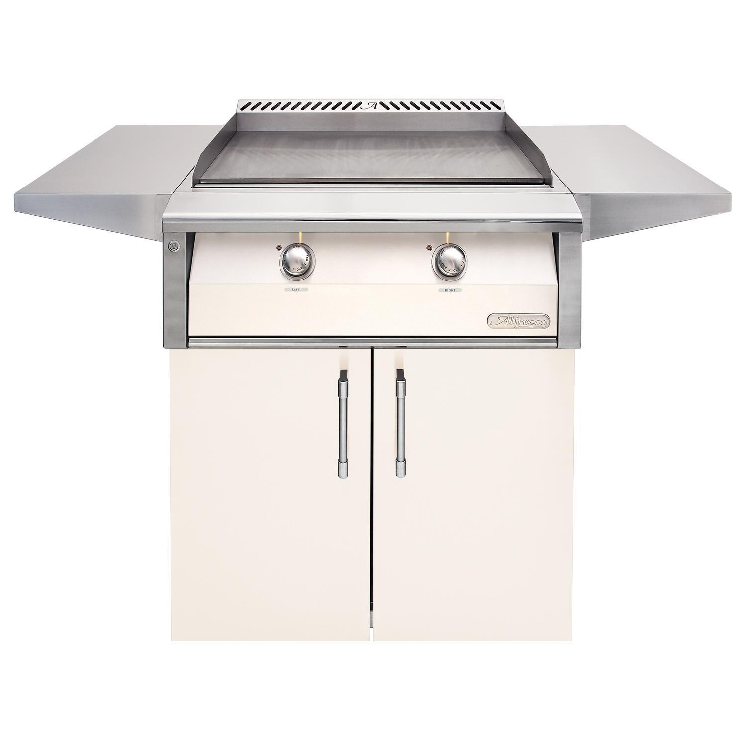 Alfresco 30-Inch Freestanding Natural Gas Griddle with Cart in Signal White Matte - AXE-30GTC-NG-SM9003