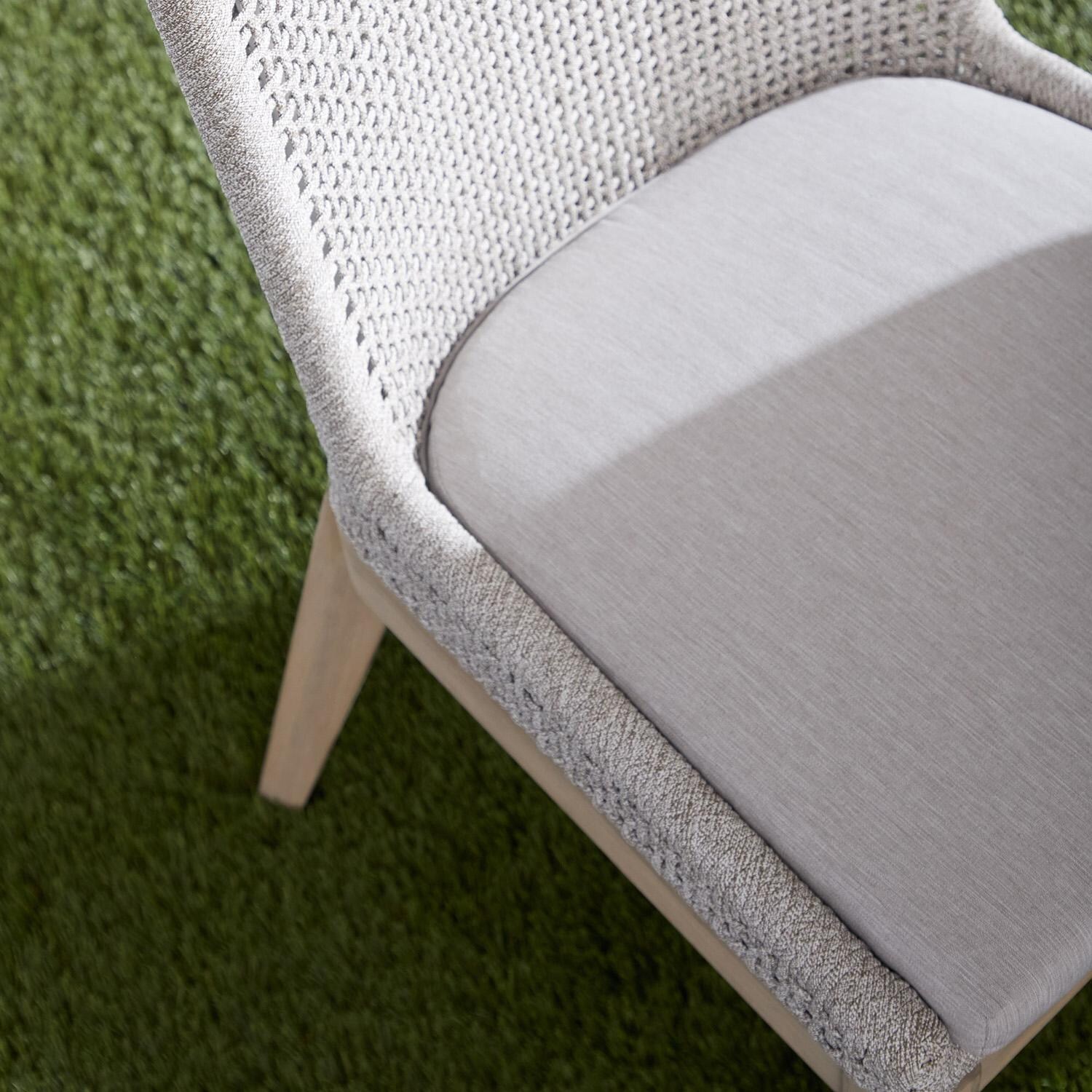 Lakeview Corbin Bay 2 Pc Woven Rope Dining Side Chair in Taupe & White - Seat Detail thumbnail