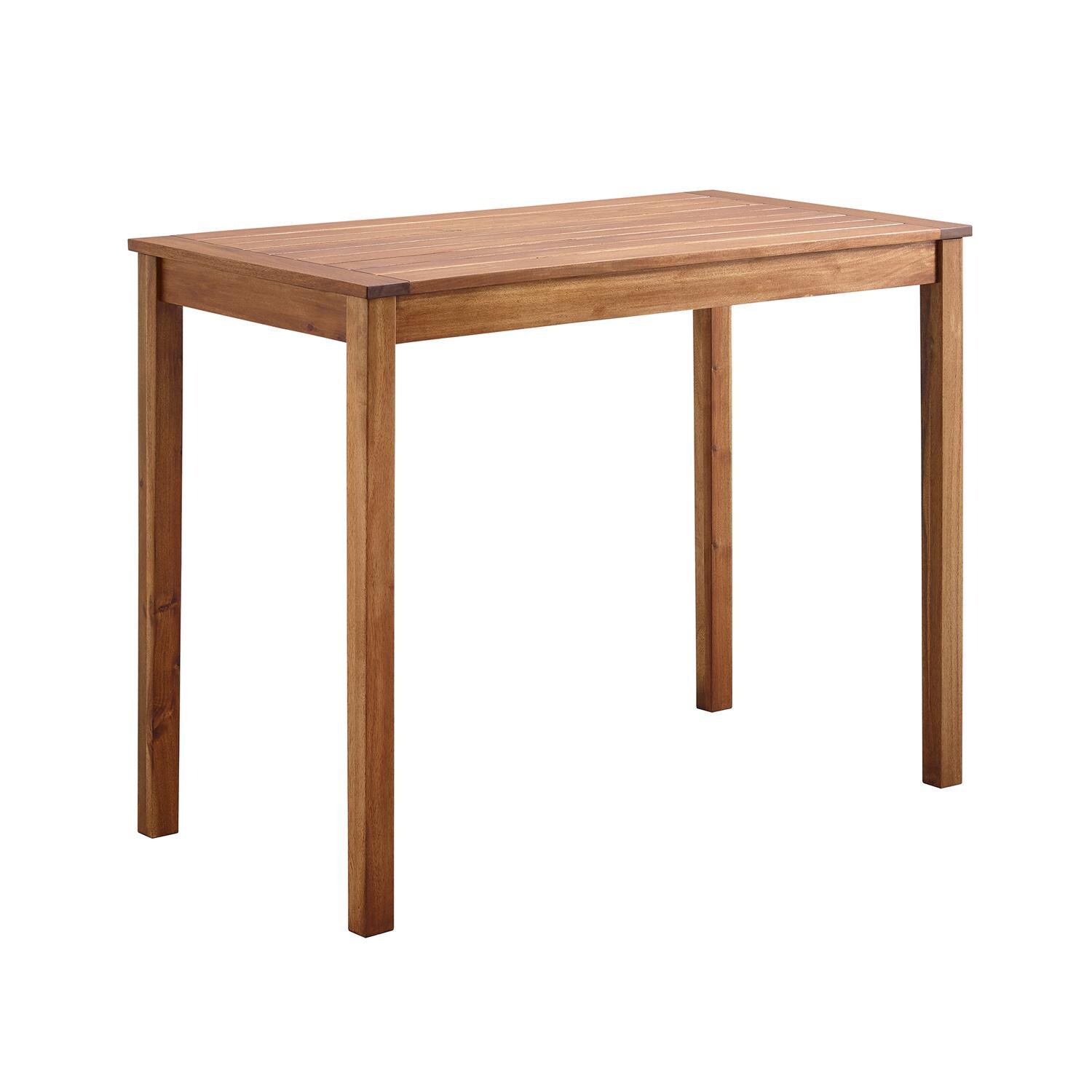 Walker Edison 48 X 24 Inch Rectangular Acacia Patio Counter Height Bar Table - Brown image