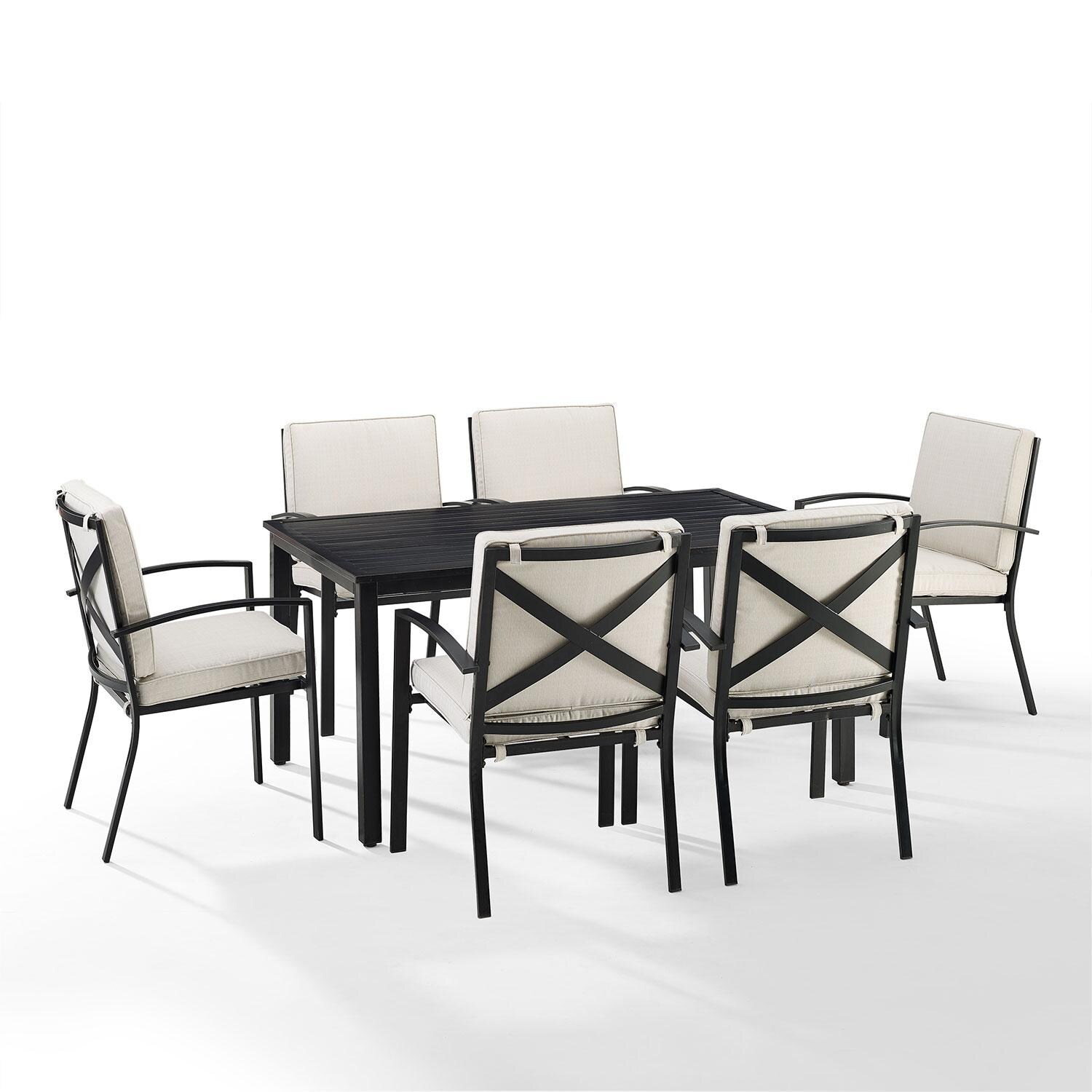 Ultimate Patio UP-82253BZ-OL 7Pc Outdoor Dining Set in Oatmeal - Display - White Background thumbnail
