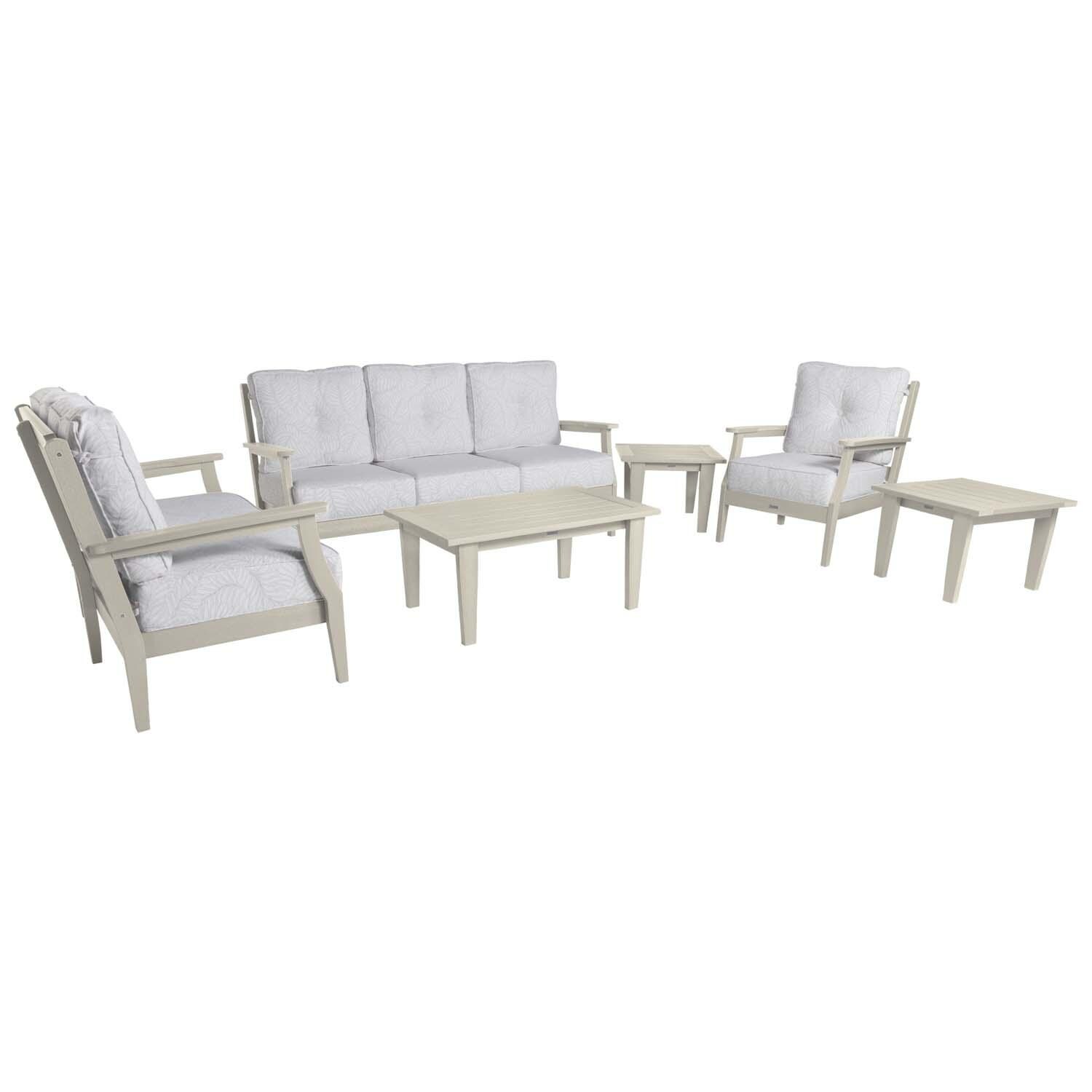Blushing Bay 6 Pc Recycled Plastic Grand Seating Set in Lively Parchment/Whitewash by Lakeview Outdoor Designs - White Background thumbnail