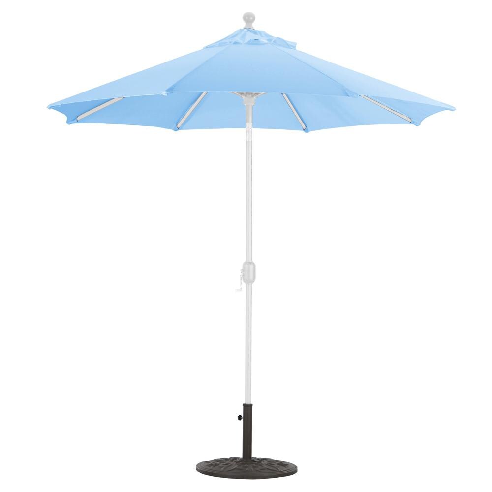 Galtech 7.5 Ft. Octagonal Aluminum Patio Umbrella W/ Crank Lift & Deluxe Auto Tilt - White Frame W/ Air Blue Sunbrella Fabric (Umbrella Base Not Included) thumbnail