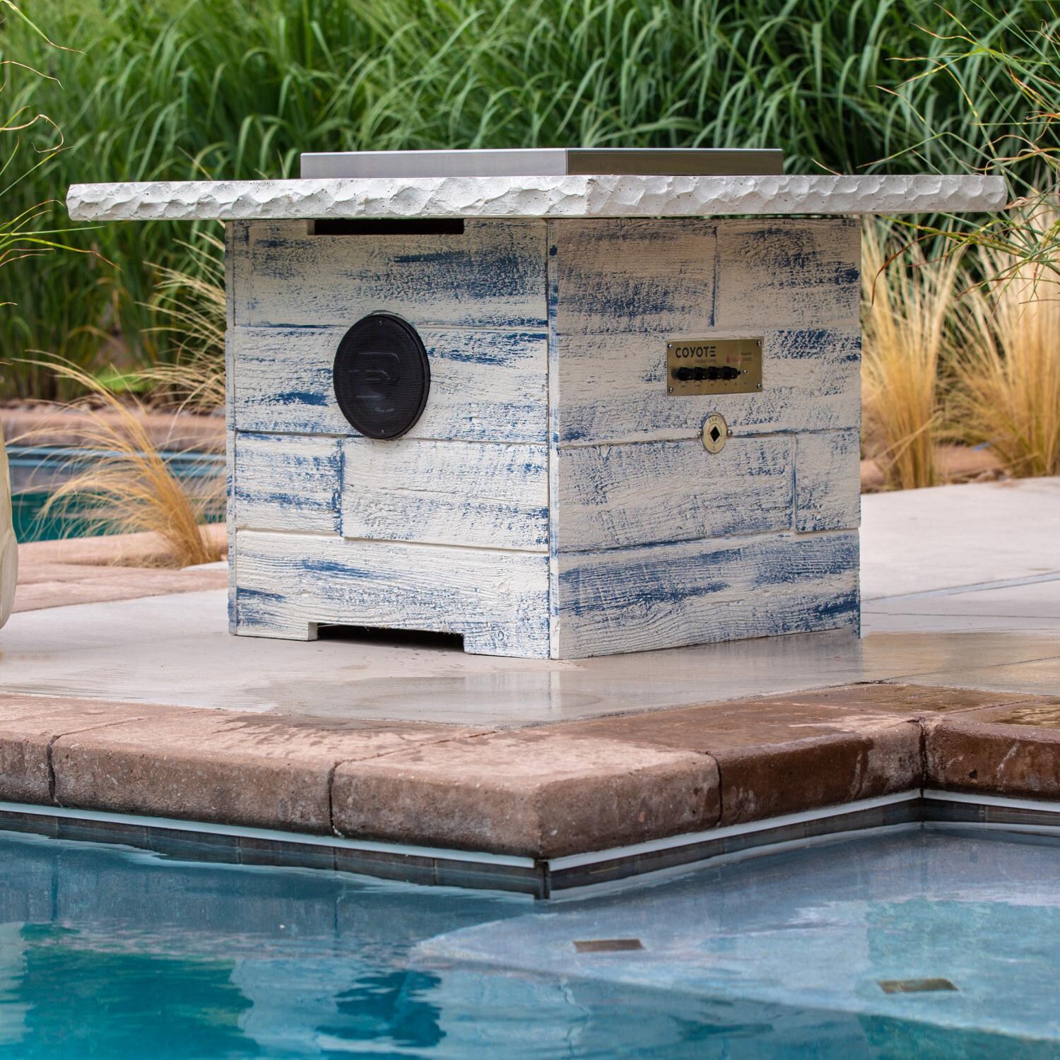 Blazing Beats Dancing Flame Fire Table with Cape Cod Finish thumbnail