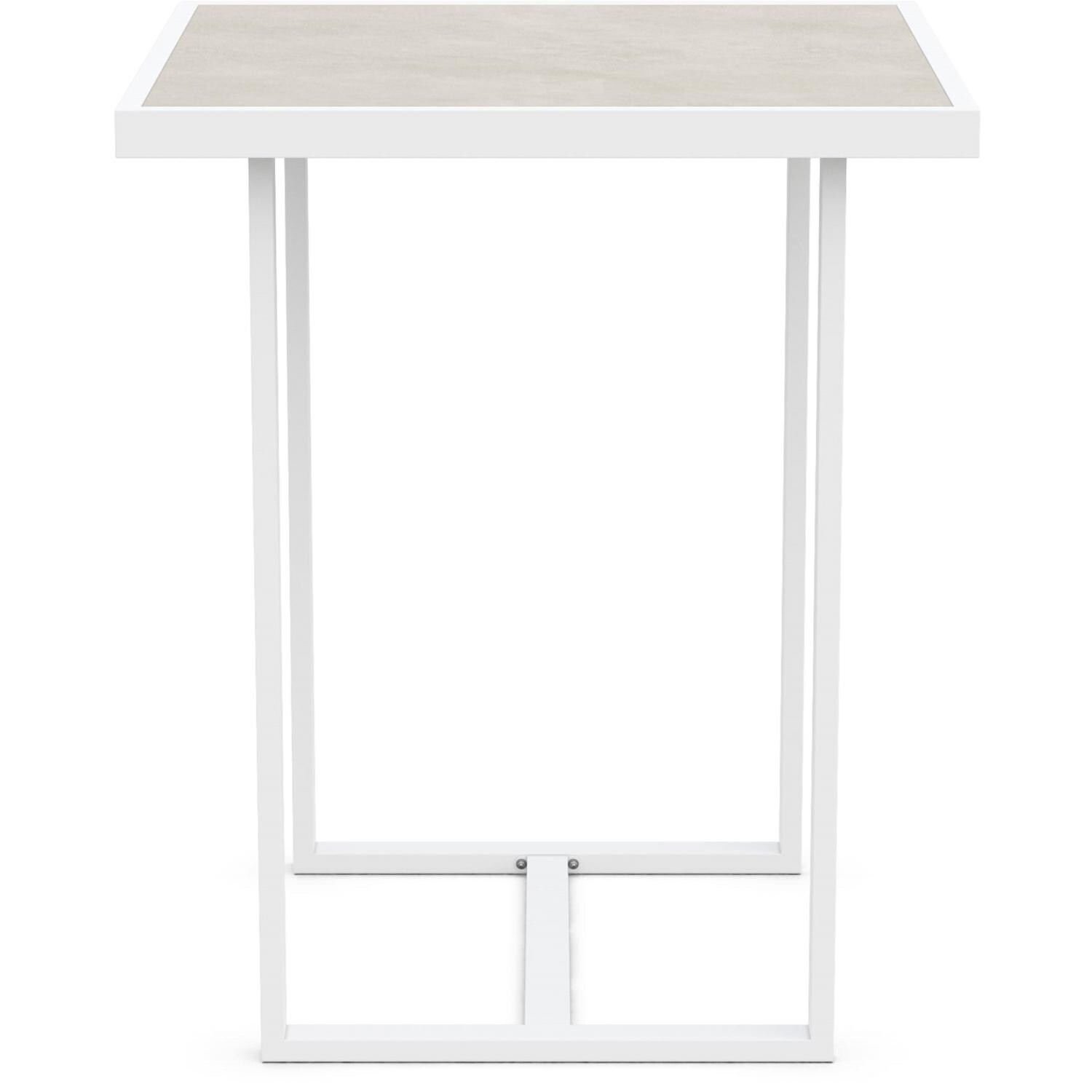Azzurro Living Pavia 35 Inch White Aluminum Bar Table W/ Albarium Dekton Top - Side - White Background thumbnail
