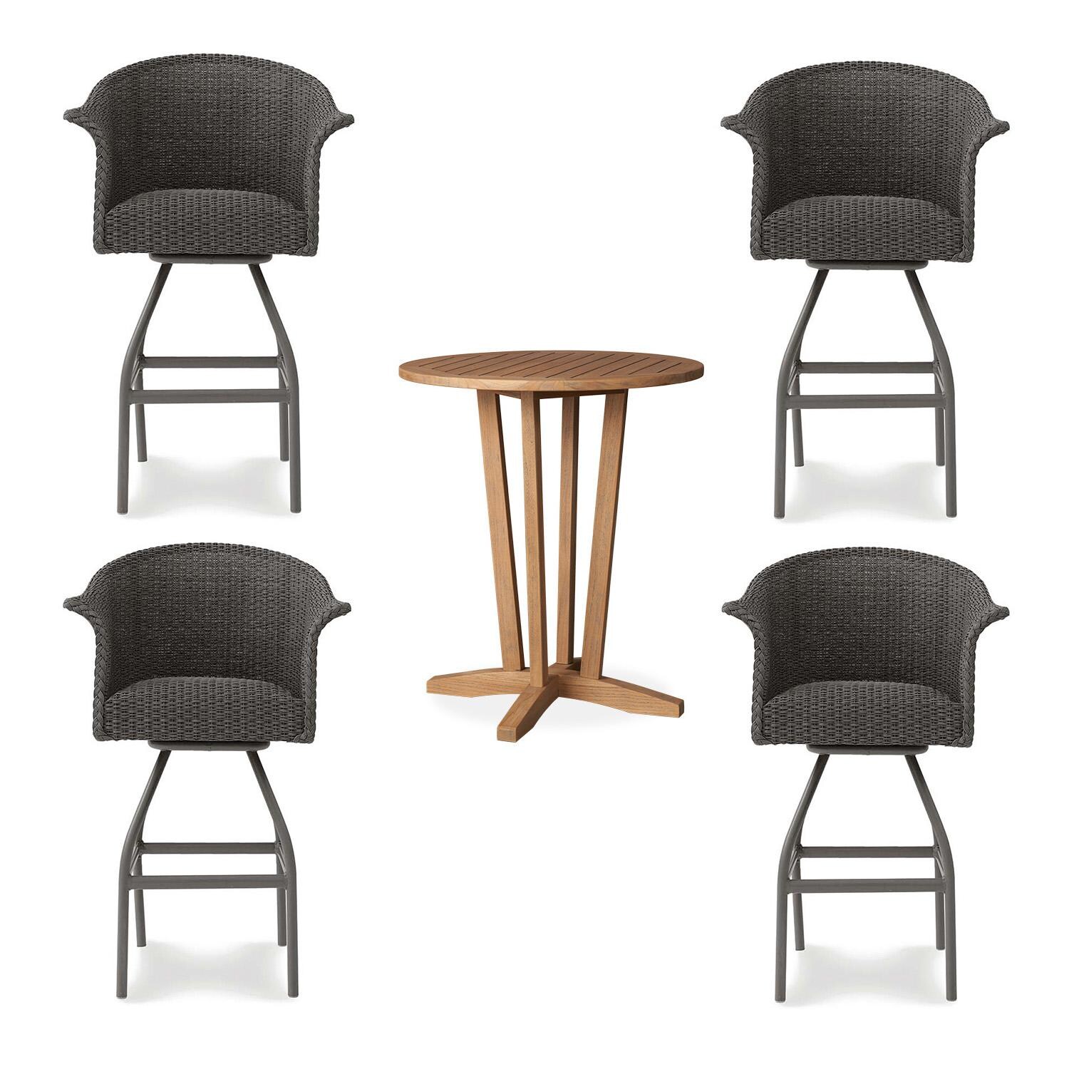 Lakeview Timeless View 5 Pc Wicker Bar Set W/Bar Stools in Pewter thumbnail