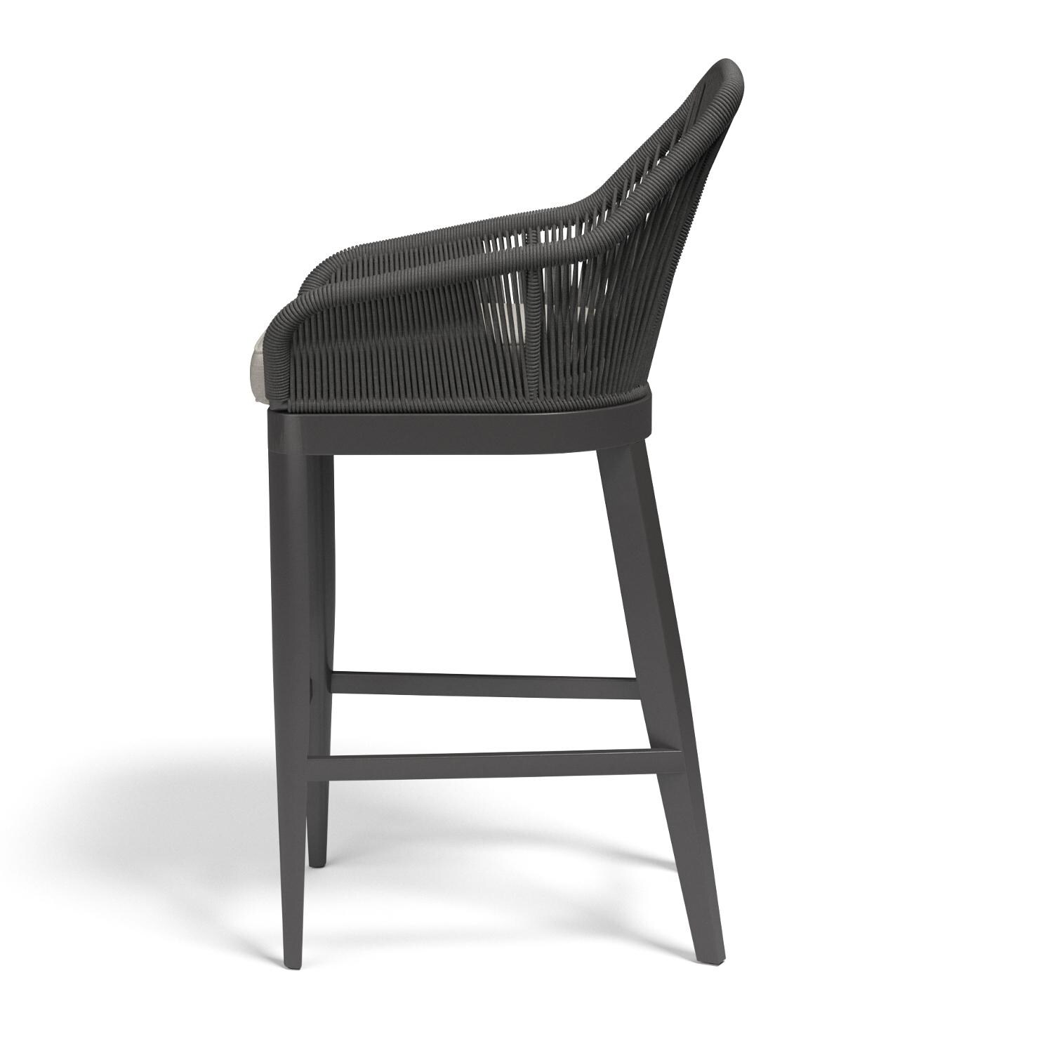 Sunset West - 4101-7B-57005 - Milano Olefin Rope & Aluminum Patio Barstool W/ Sunbrella Echo Ash Cushion - Side View thumbnail