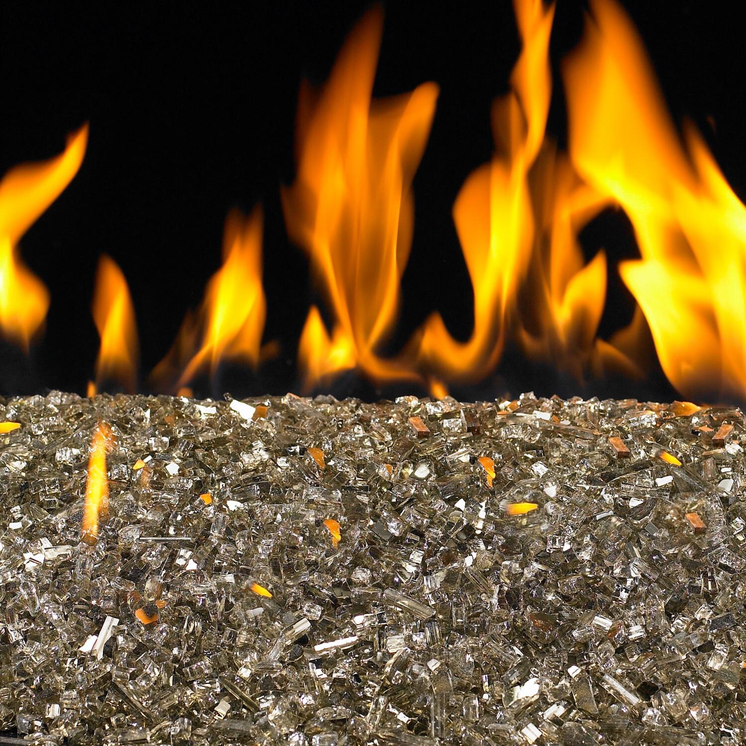 Peterson Real Fyre Glass Bronze Reflective Fire Glass - Shown in Use (Burner Not Included) thumbnail