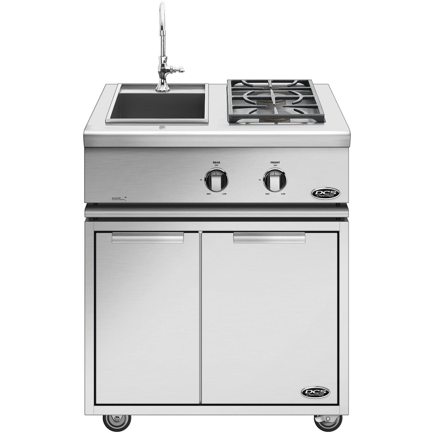DCS Liberty Propane Gas Double Side Burner And Sink On Cart BFGC30BSL BBQGuys
