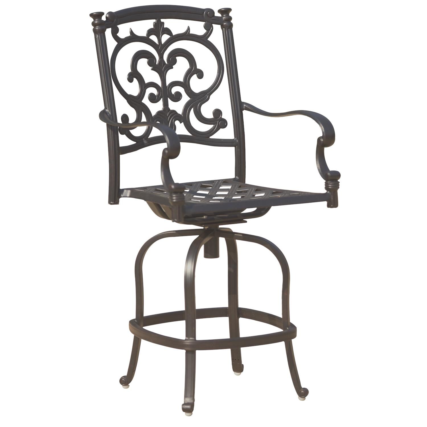 Darlee 201010-7CH-4 Santa Barbara 4 Piece Cast Aluminum Patio Counter Height Swivel Bar Darlee Stool Set W/ Sesame Cushions - Frame thumbnail