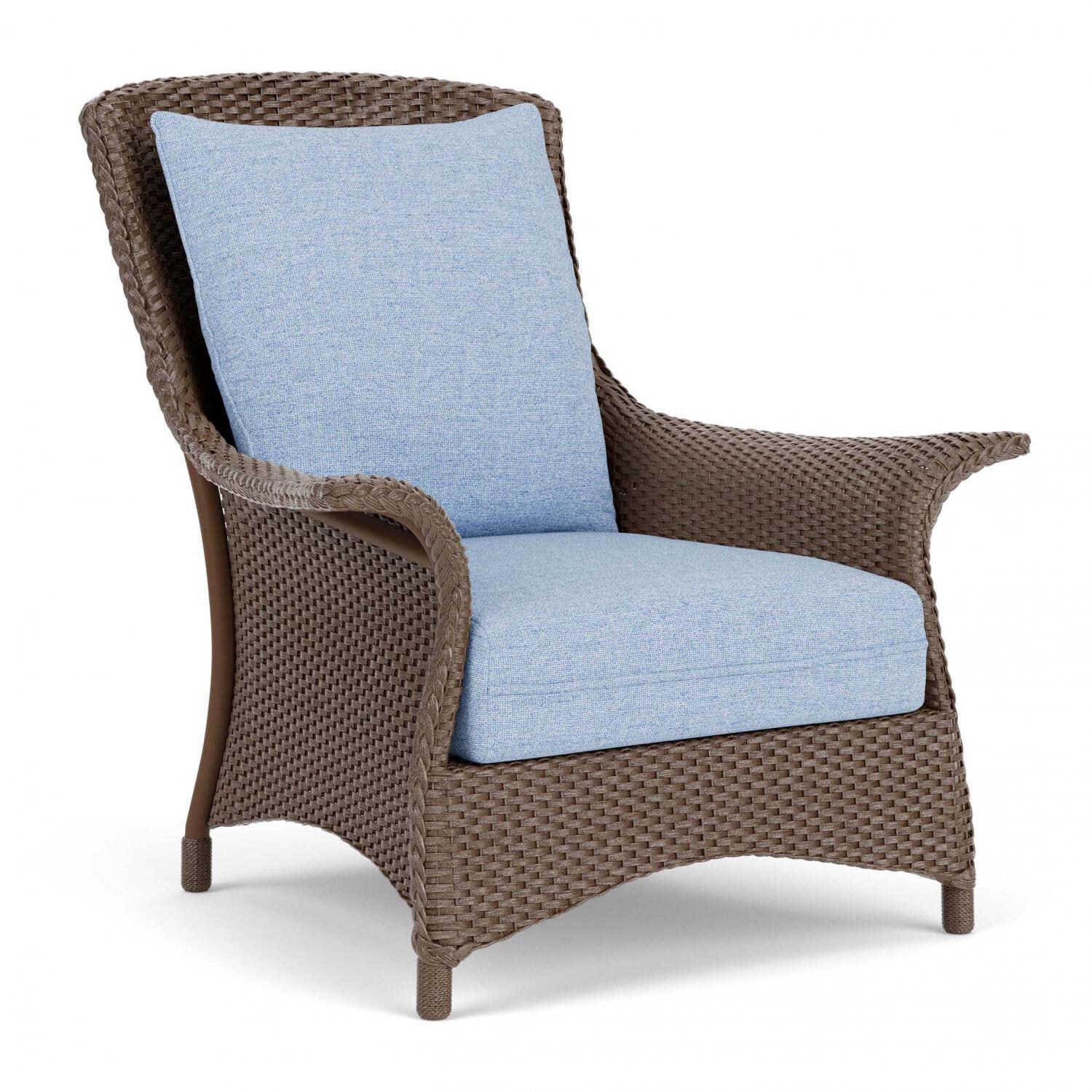 Lloyd Flanders Mandalay Lounge Chair in Bark Finish with Demo Skyway Fabric - Angled thumbnail