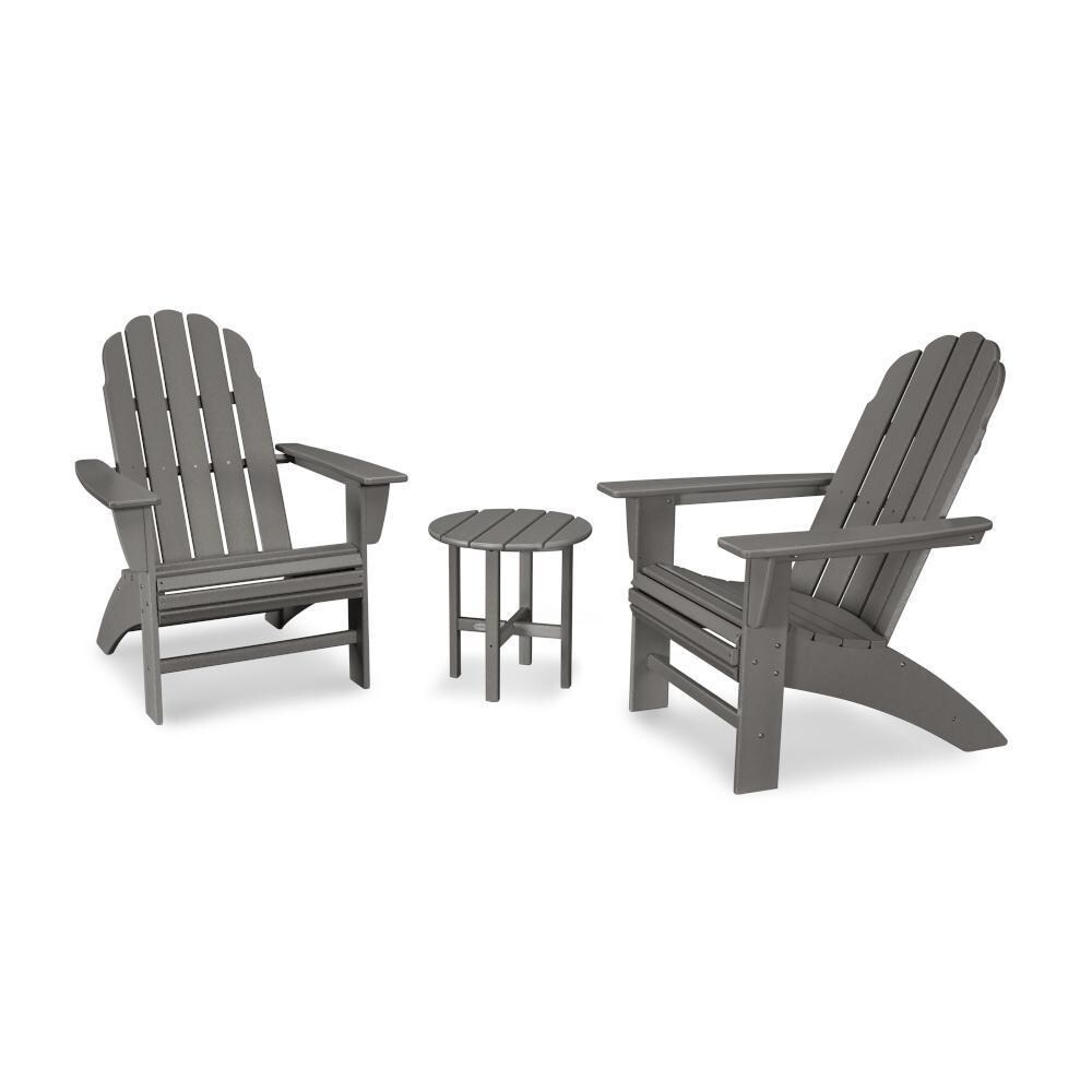 POLYWOOD Slate Grey Vineyard 3-Piece Curveback Adirondack Set thumbnail