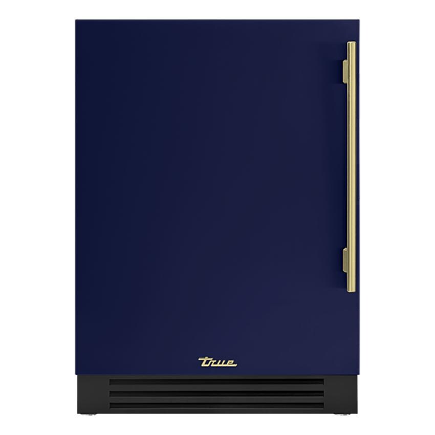 True 24 Inch 5.6 Cu. Ft. Left Hinge Outdoor Refrigerator - Cobalt w/ Brass Handles - TUR-24-L-OP-C~DSK-078-H01