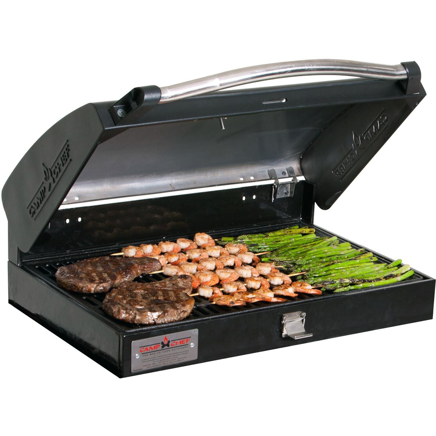 Camp Chef BB90L Deluxe BBQ Grill Box 90 Accessory For 16-Inch Stoves - Cooking Steaks, Shrimp Skewers & Asparagus thumbnail