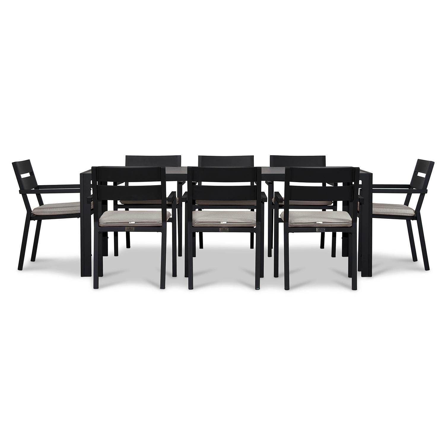 Calm Bay 9 Pc Rectangular Dining Set in Black/Cast Silver by Lakeview - White Background 3 thumbnail