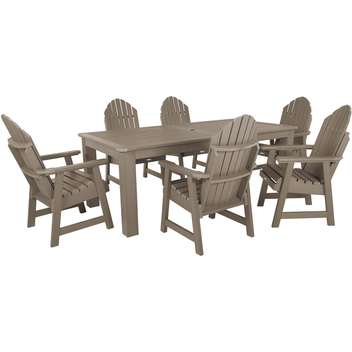 Dream Bay 7 Pc Recycled Plastic Dining Set In Woodland Brown by Lakeview - White Background thumbnail