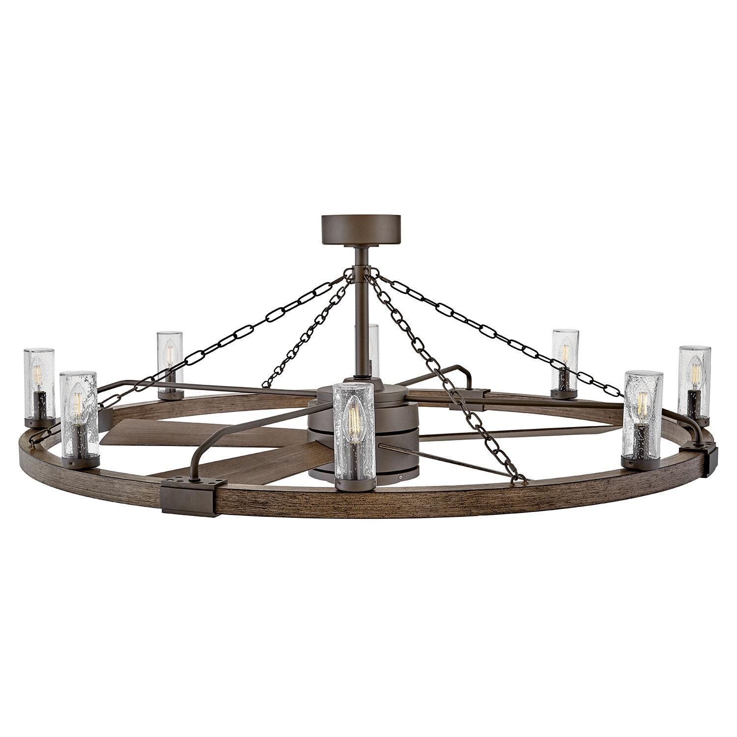 Hinkley Lighting 906144FMM-LWD Sawyer 52-in Indoor / Outdoor Smart Fandelier w/ 44-in Fan & LED Lighting - Metallic Matte Bronze - Eye Level View - White Background thumbnail