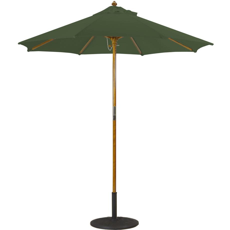 Galtech 7.5 Ft. Octagonal Wood Patio Umbrella W/ Manual Lift - Light Wood Frame W/ Forest Green Sunbrella Fabric (Umbrella Base Not Included) thumbnail