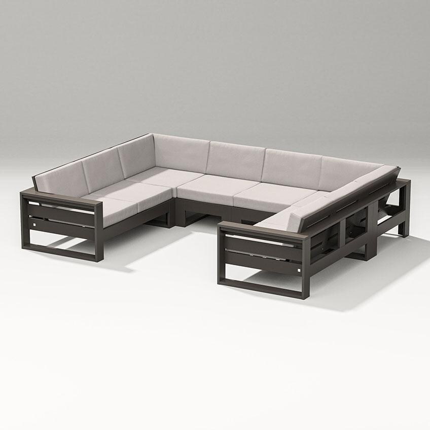 Latitude 6 Person Sectional Sofa in Vintage Coffee/Dune Burlap By PW Designer Series - Display - White Background thumbnail