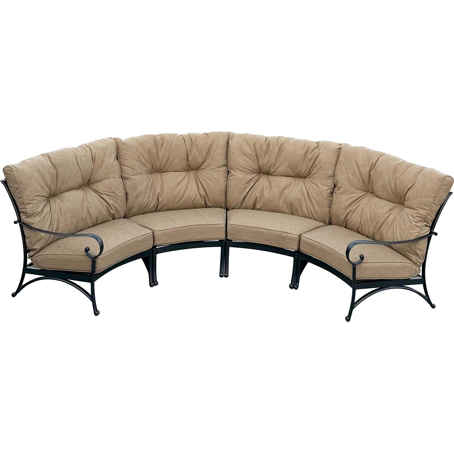 Santa Anita 4 Person Cast Aluminum Sofa in Antique Bronze/Sesame Linen by Darlee