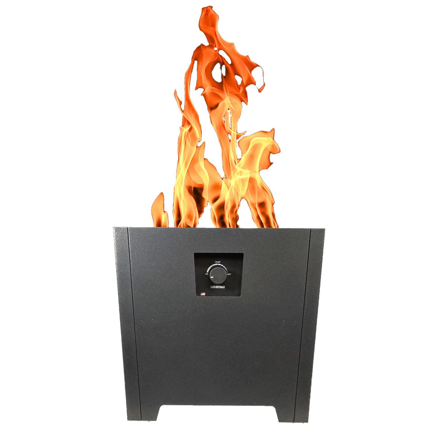 Firestorm FS2GRYLP 2 Series 18 Inch Propane Portable Square Powder-Coated Steel Fire Pit - Gray by Live Outdoor - Fire - White Background thumbnail