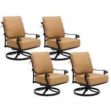 Capri 4 Piece Cast Aluminum Patio Swivel Rocker Club Chair Set W/ Sesame Polyester Cushions By Darlee