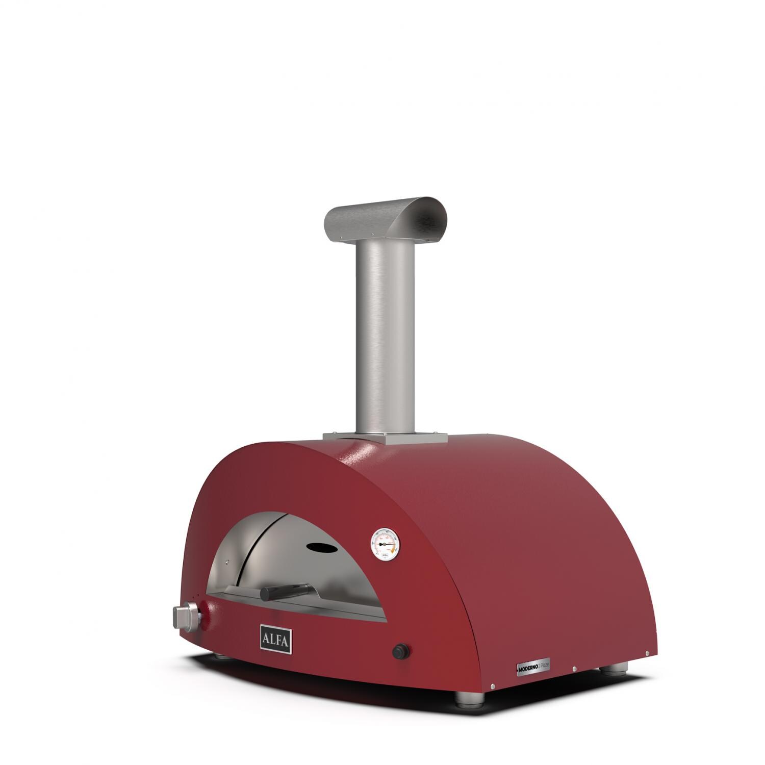 Alfa FXMD-2P-GROA-U Moderno 2 Pizze Propane Pizza Oven W/ Natural Gas Conversion Kit - Antique Red - Front Right thumbnail