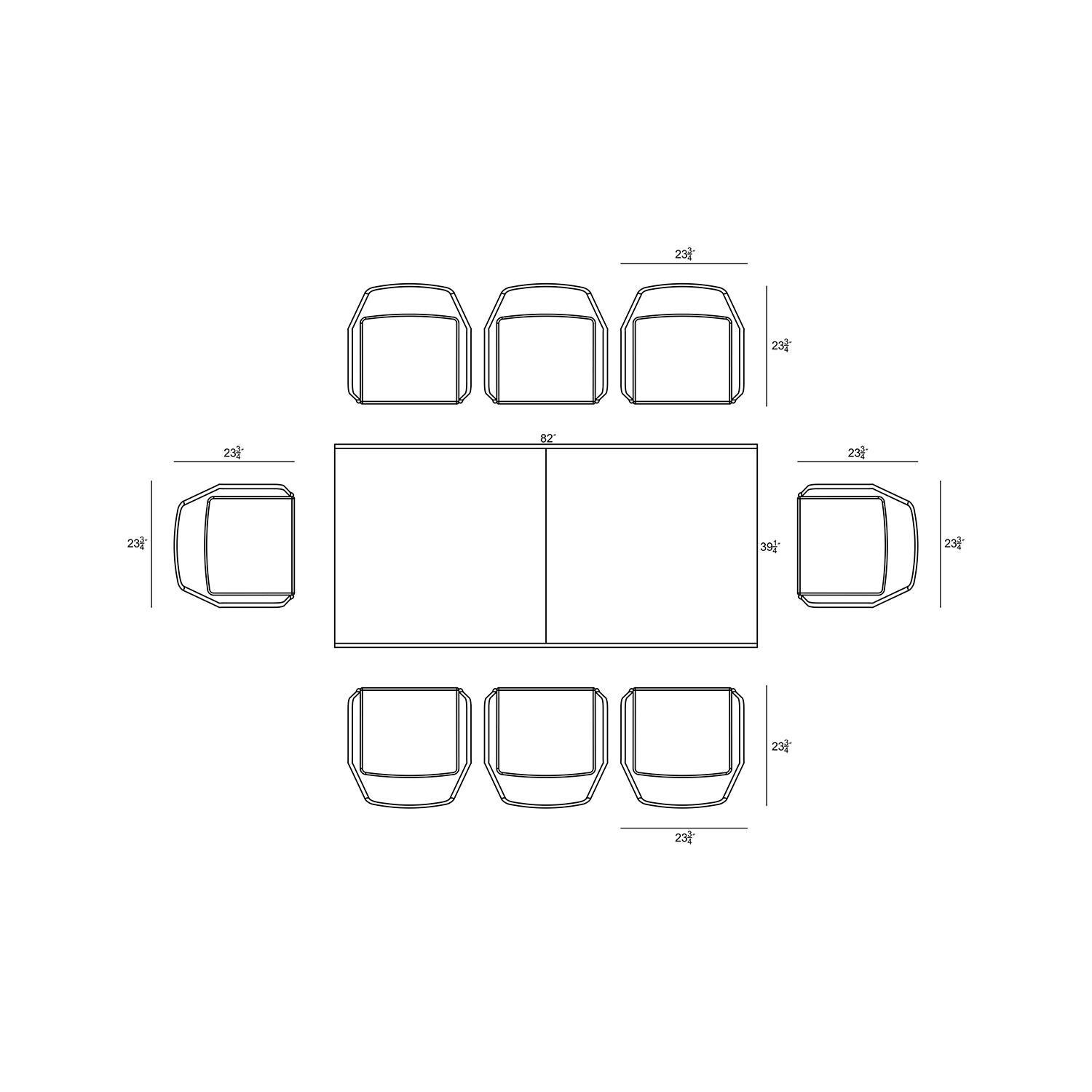 Starlook Bay 9 Pc Aluminum Extendable Dining Set in Slate/Concrete by Lakeview - Dimensional 2 thumbnail