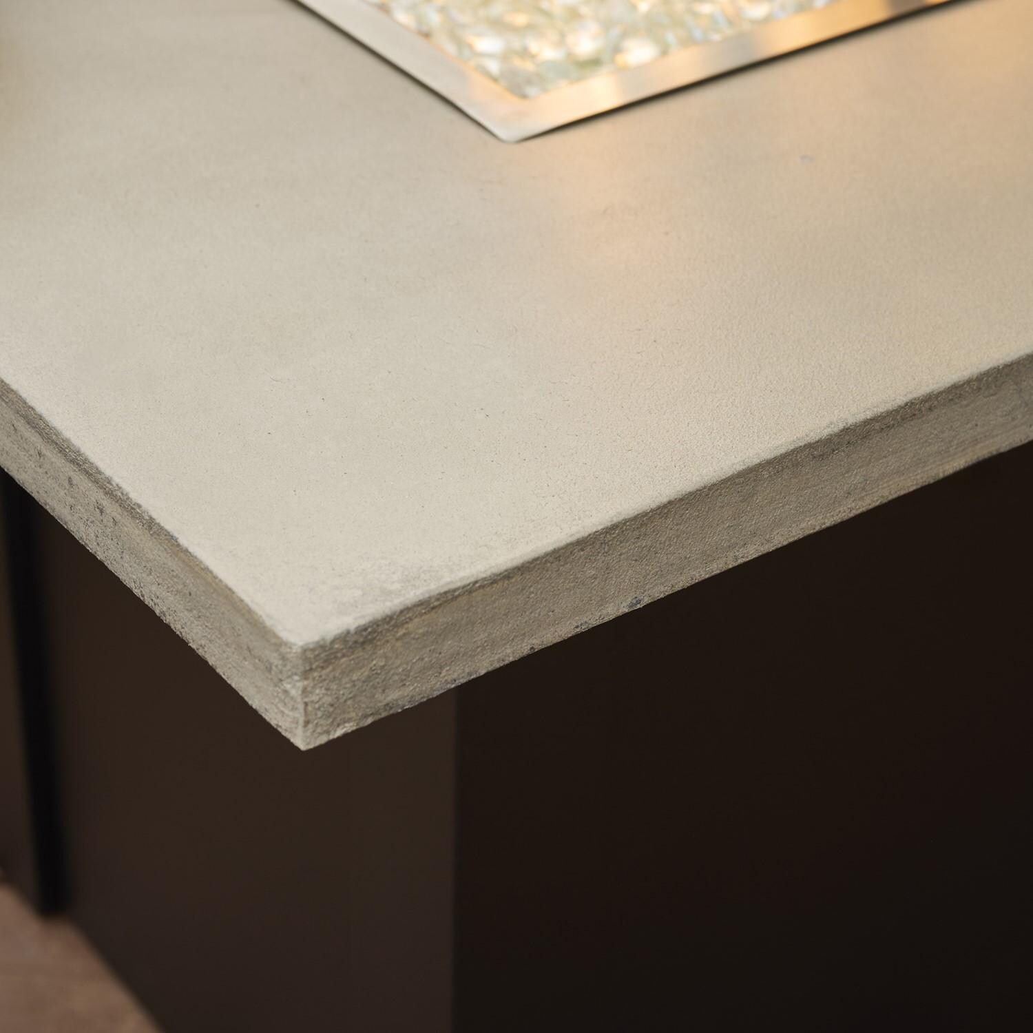 Havenwood 44 Inch Fire Pit Table W/ Pebble Grey Top & Black Base - Corner - Detail thumbnail