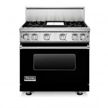 Viking Professional 7 Series 36-Inch 4-Burner Propane Gas Range With Griddle - Black - VGR73624GBKLP image