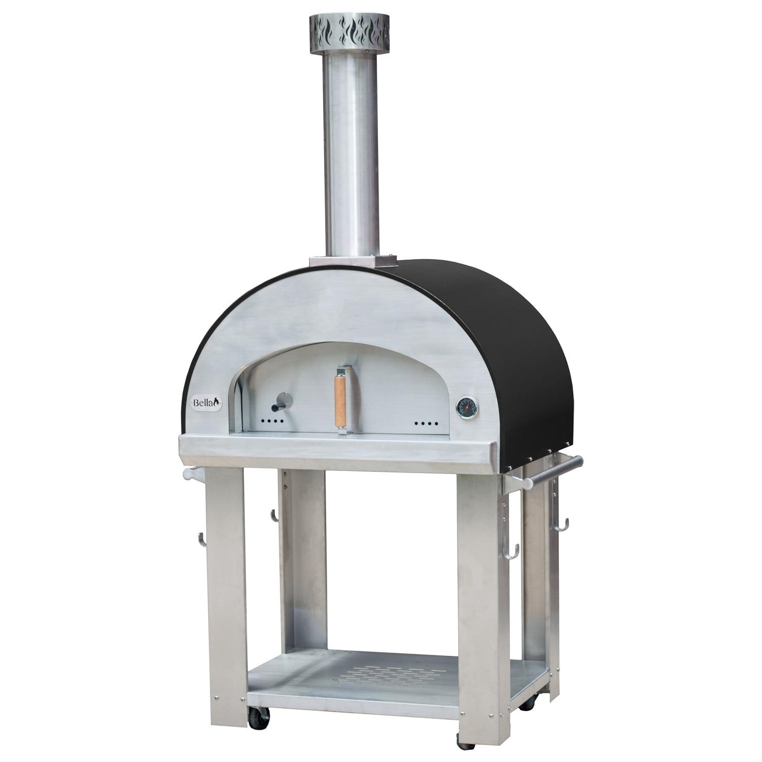 Bella Grande 32-Inch Outdoor Wood Fired Pizza Oven On Cart - Black - BEGS32B thumbnail