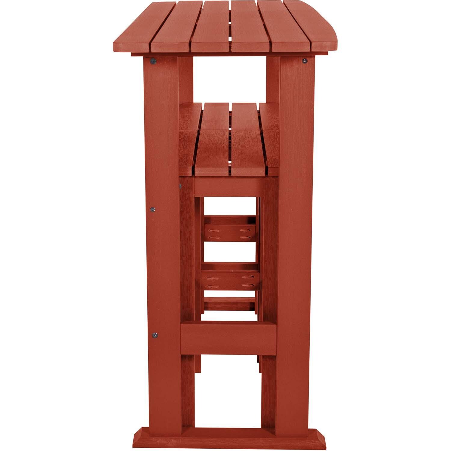 Hart Lane 3 Pc Recycled Plastic Bar Height Dining Set in Rustic Red By Lakeview Outdoor Designs - Stools Stored - White Background thumbnail