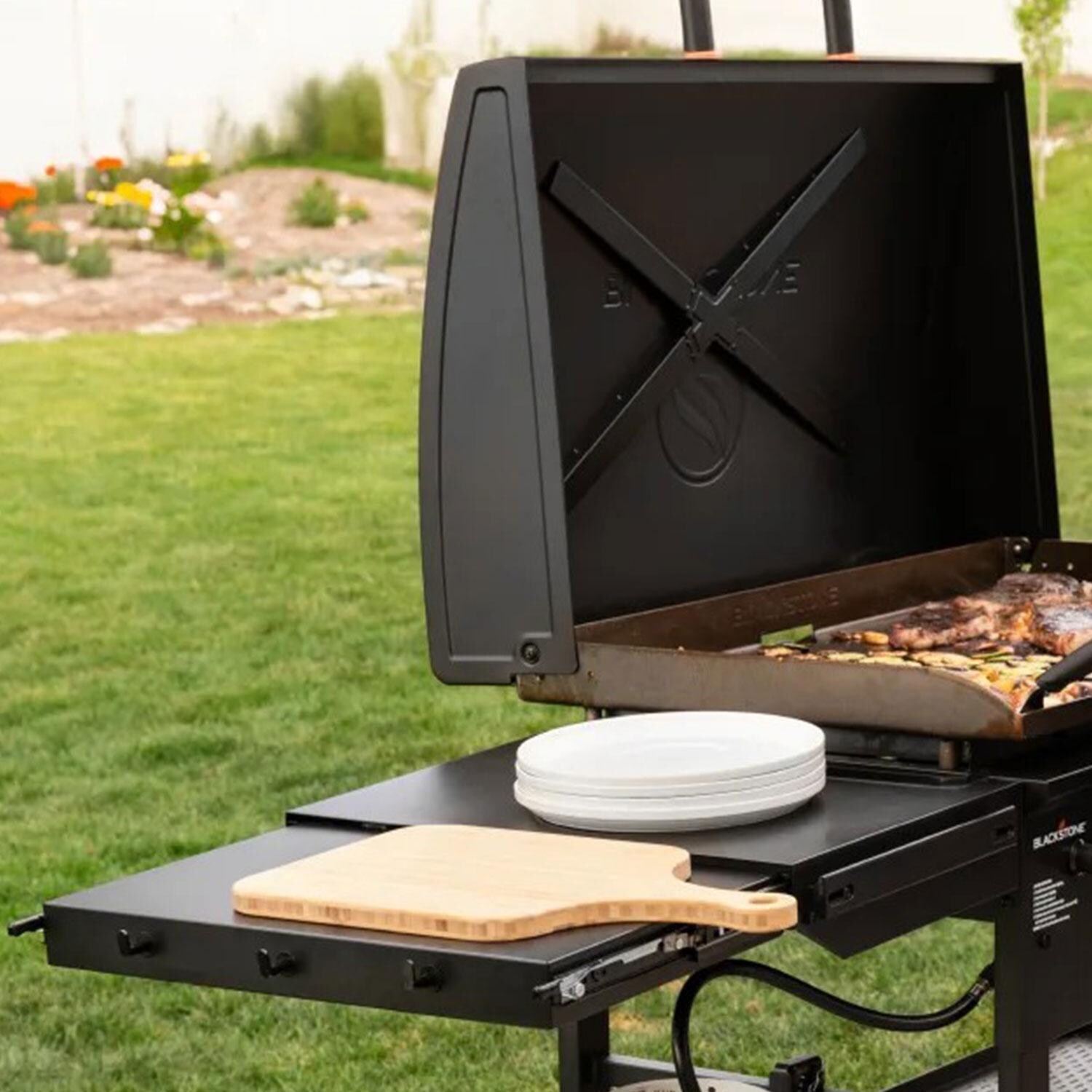 Blackstone 2322 36 Inch Griddle W/ Hood - Side Shelf - In Use - Lifestyle thumbnail