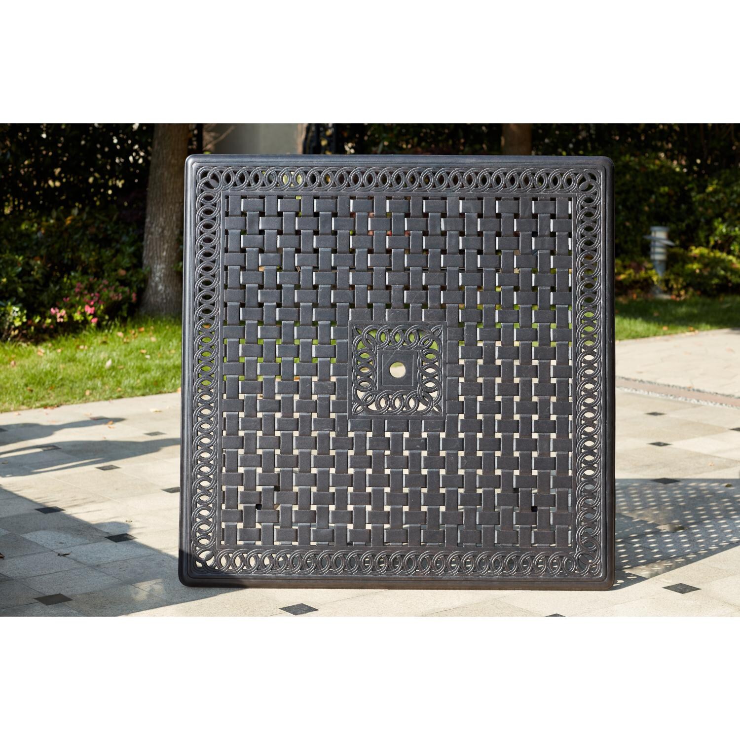 Darlee 201660-9PC-88WCH Capri Cast Aluminum 60 Inch Square Dining Table - Top Detail thumbnail