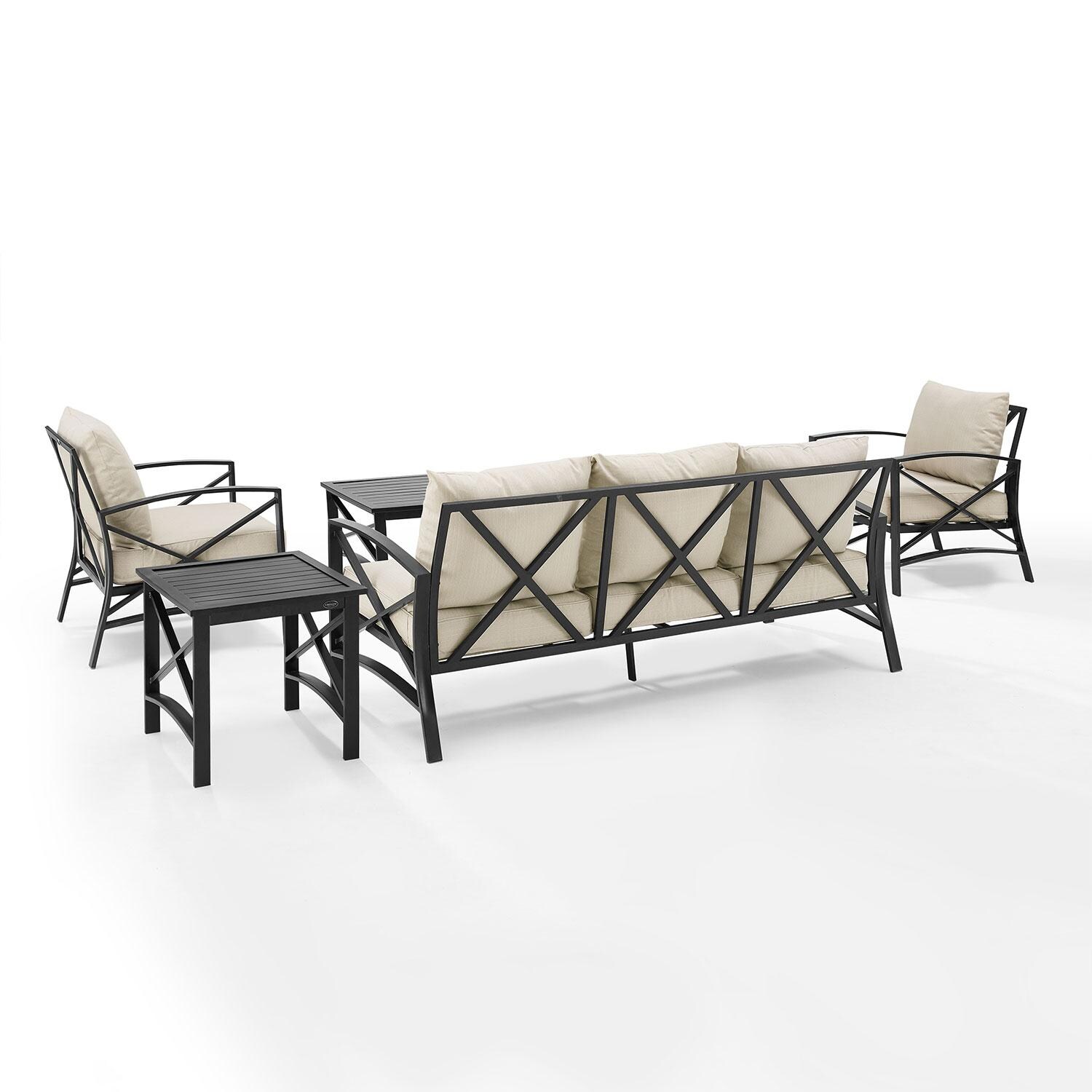 Ultimate Patio UP-82265BZ-OL 5Pc Outdoor Sofa Patio Furniture Set in Oatmeal - Rear - White Background thumbnail