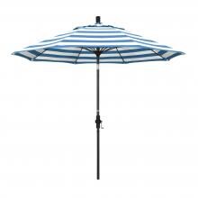 California Umbrella Sun Master Series 9 Ft Octagonal Aluminum Collar Tilt Patio Umbrella W/ Crank Lift & Fiberglass Ribs - Matted Black Frame / Sunbrella Cabana Regatta Canopy image