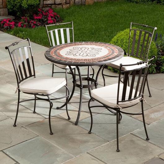 Alfresco Home Orvieto 4Person Wrought Iron Patio Dining Set With