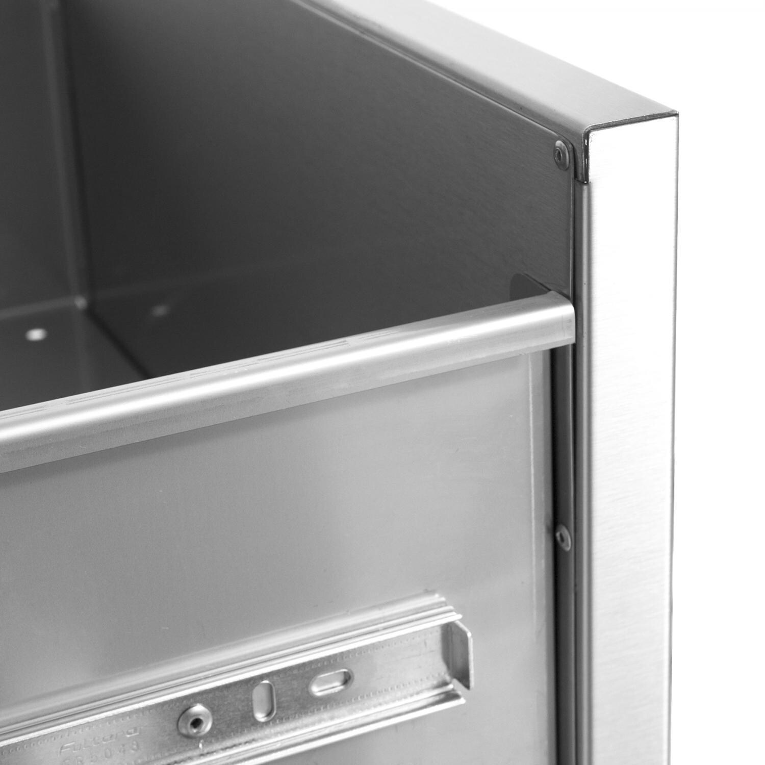 BBQGuys.com Aspen Series 20-Inch Stainless Steel Single Access Drawer - Double Wall Corner Detail thumbnail