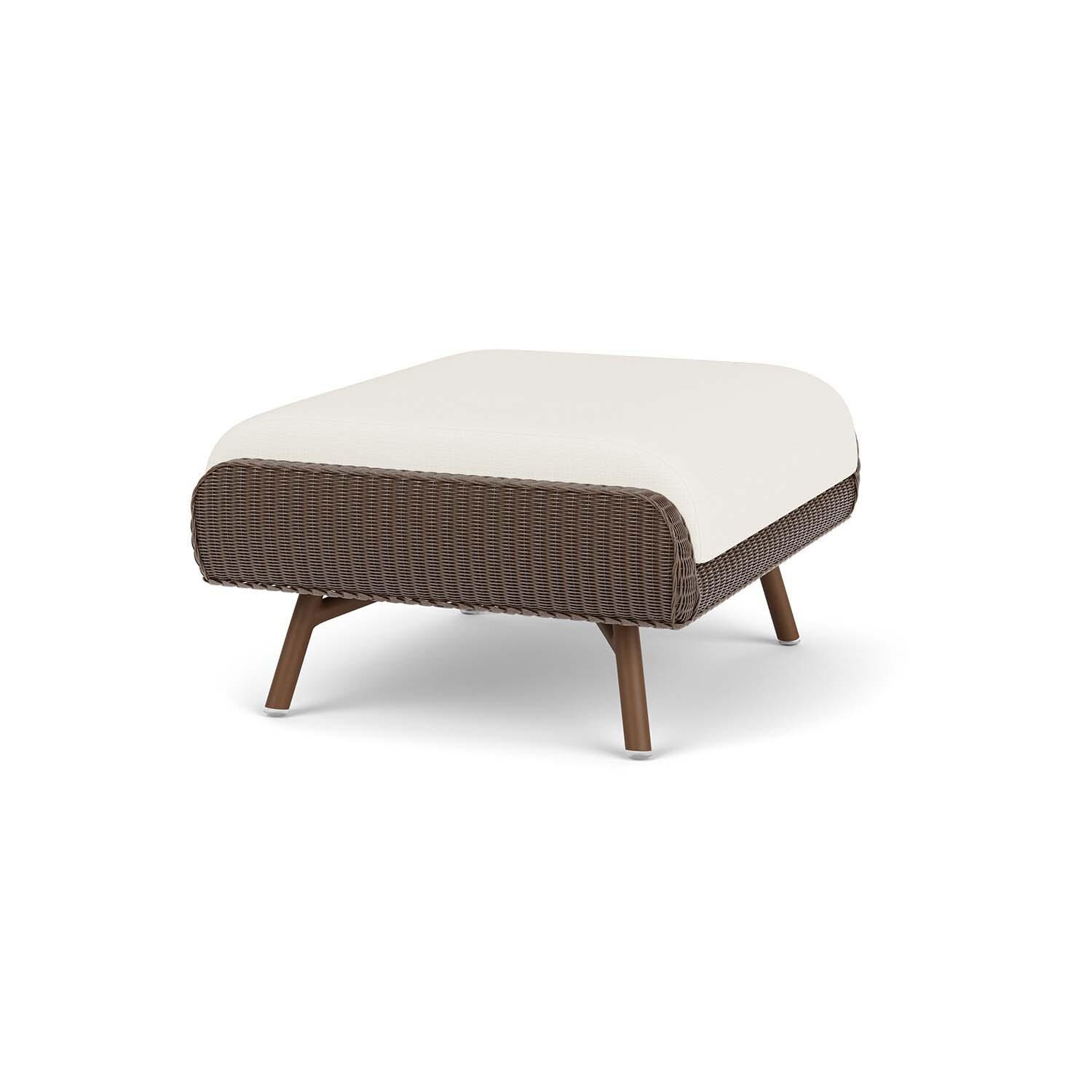 Lloyd Flanders Essence Ottoman W/Sailcloth Salt Fabric - Bark Finish - Angled thumbnail