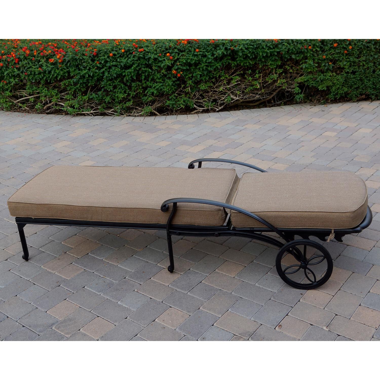 Darlee B/DL707-3PC-3360RQP Elisabeth Cast Aluminum Chaise Lounge W/ Sesame Cushions - Fully Reclined thumbnail