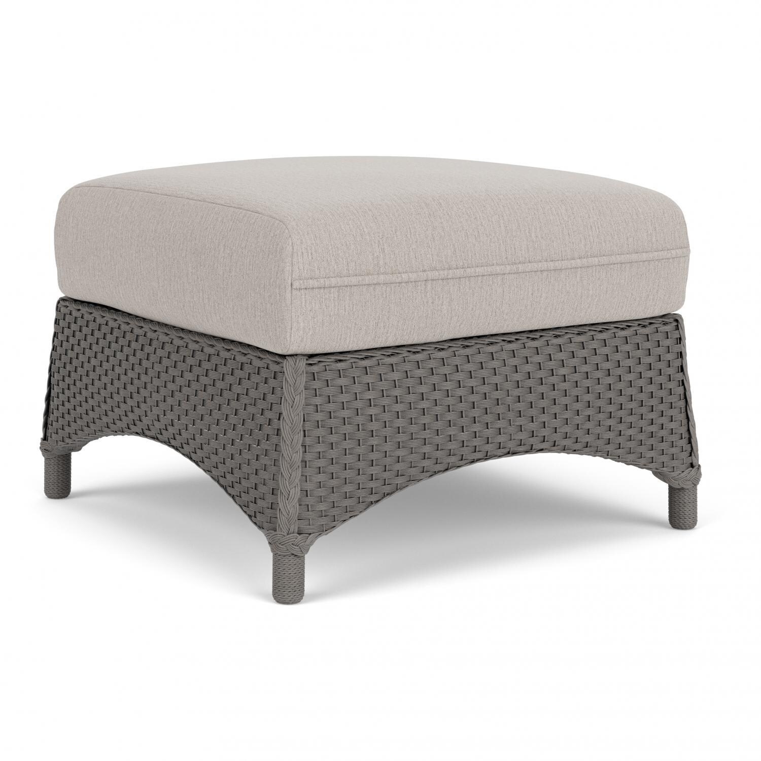 Lloyd Flanders Mandalay Ottoman in Pewter Finish with Remy Cloud fabric - Angled thumbnail