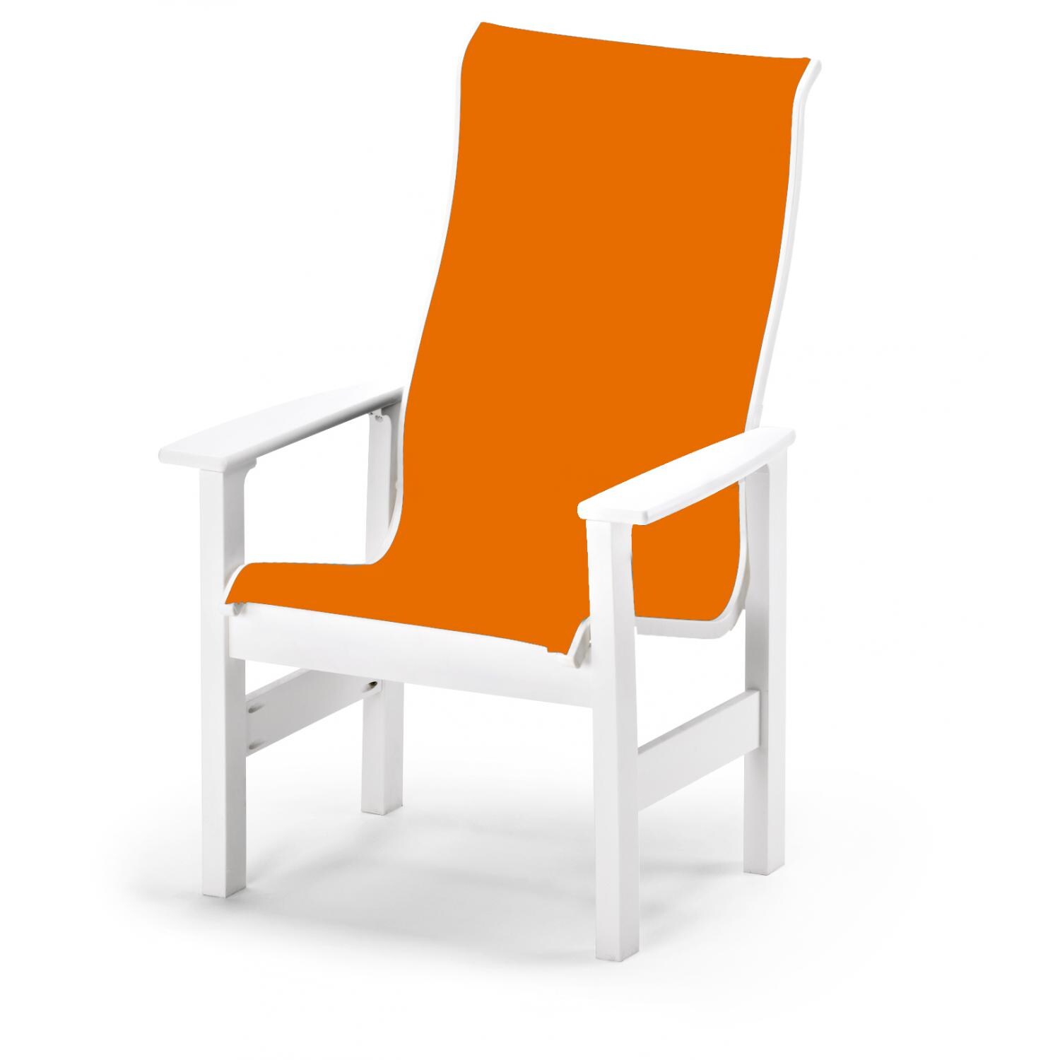Leeward Supreme MGP Patio Dining Arm Chair With Sling Seating By Telescope Casual - Textured Snow/Tangerine thumbnail