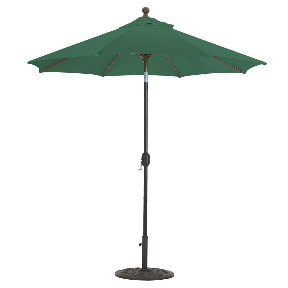 Galtech 7.5 Ft. Octagonal Aluminum Patio Market Umbrella W/ Crank Lift And Deluxe Auto Tilt - Black Frame W/ Sunbrella Canvas Forest Green Canopy