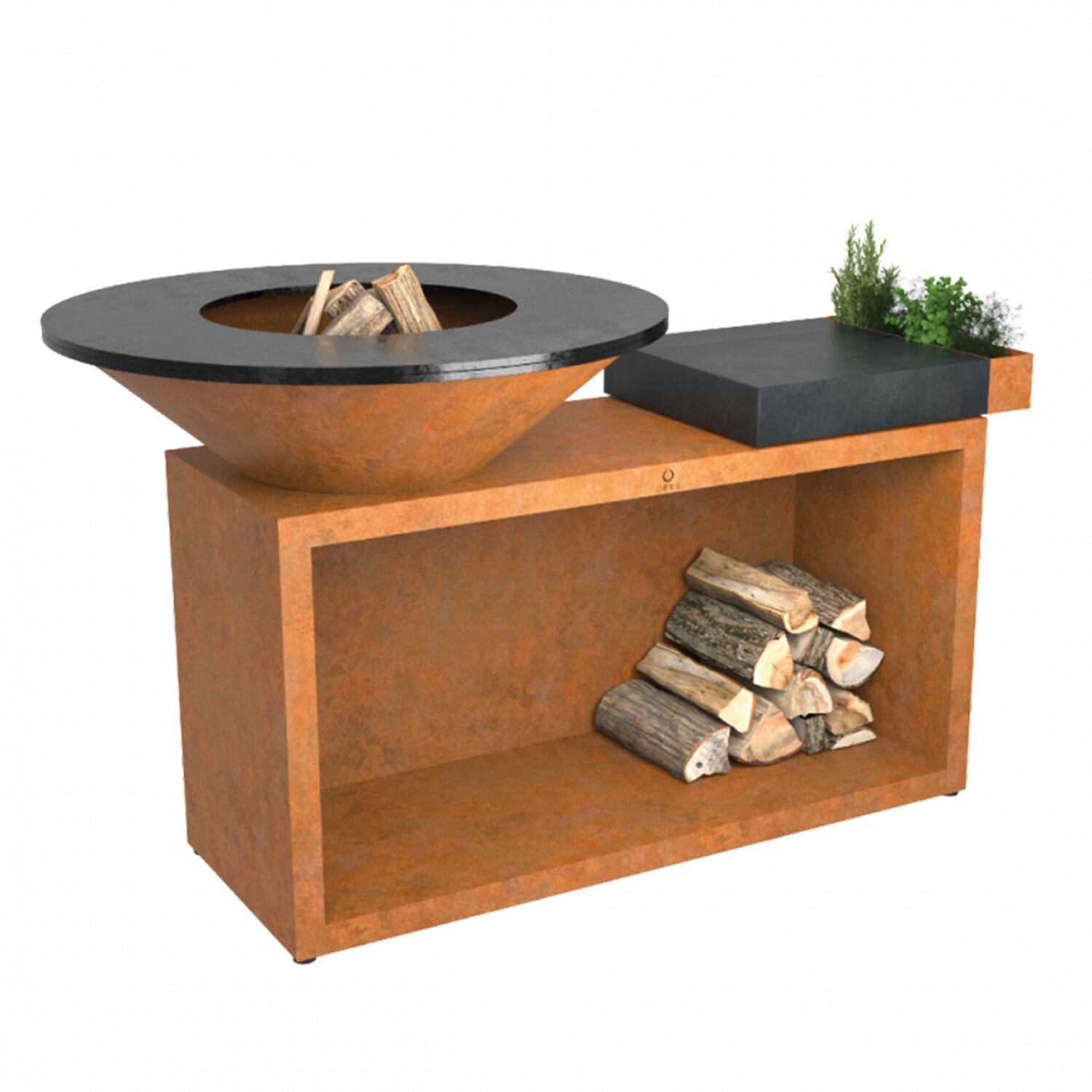 OFYR Island Corten 100 Dark Grey Ceramic 40 Inch Wood-Fired Flat Top Grill - OI-100-CD