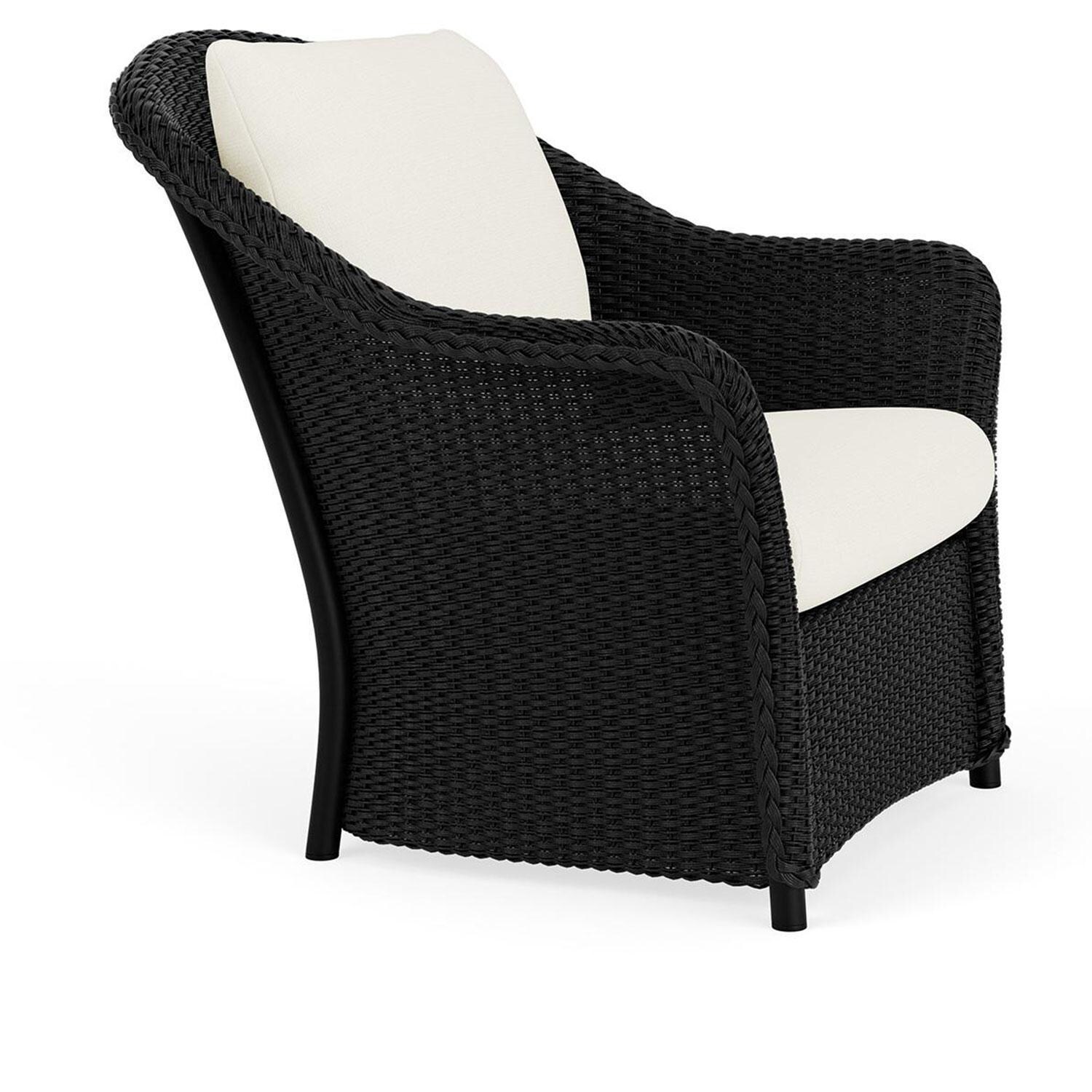 Lloyd Flanders Weekend Retreat Lounge Chair in Ebony Finish W/ Sailcloth Salt Fabric - Angled thumbnail