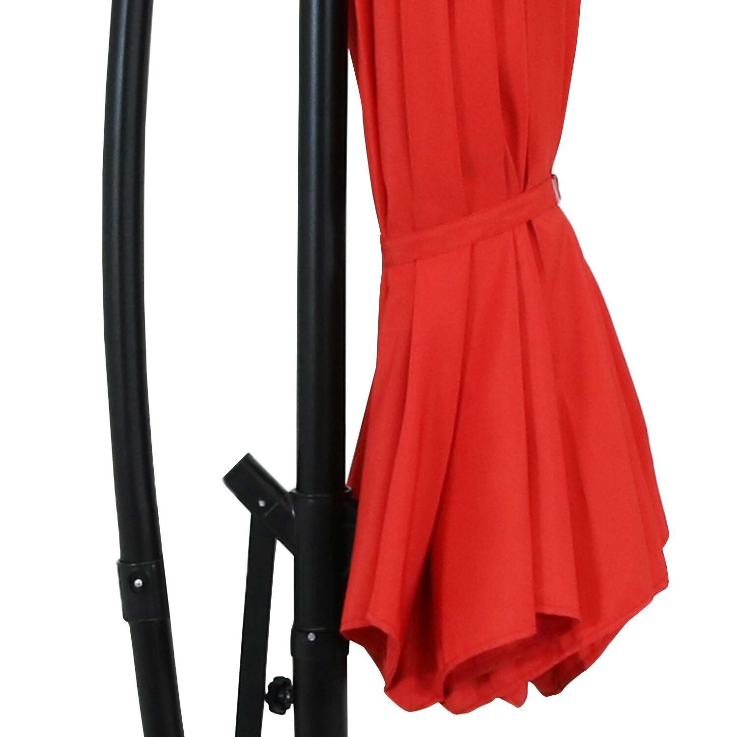 Ultimate Patio 10 Ft. Solar Lighted Patio Cantilever W/ Crank - Cherry - Canopy Strap thumbnail