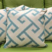 Sunbrella El Greco Calypso Throw Pillow W/ Piping By Jordan Manufacturing - 18 X 18 image