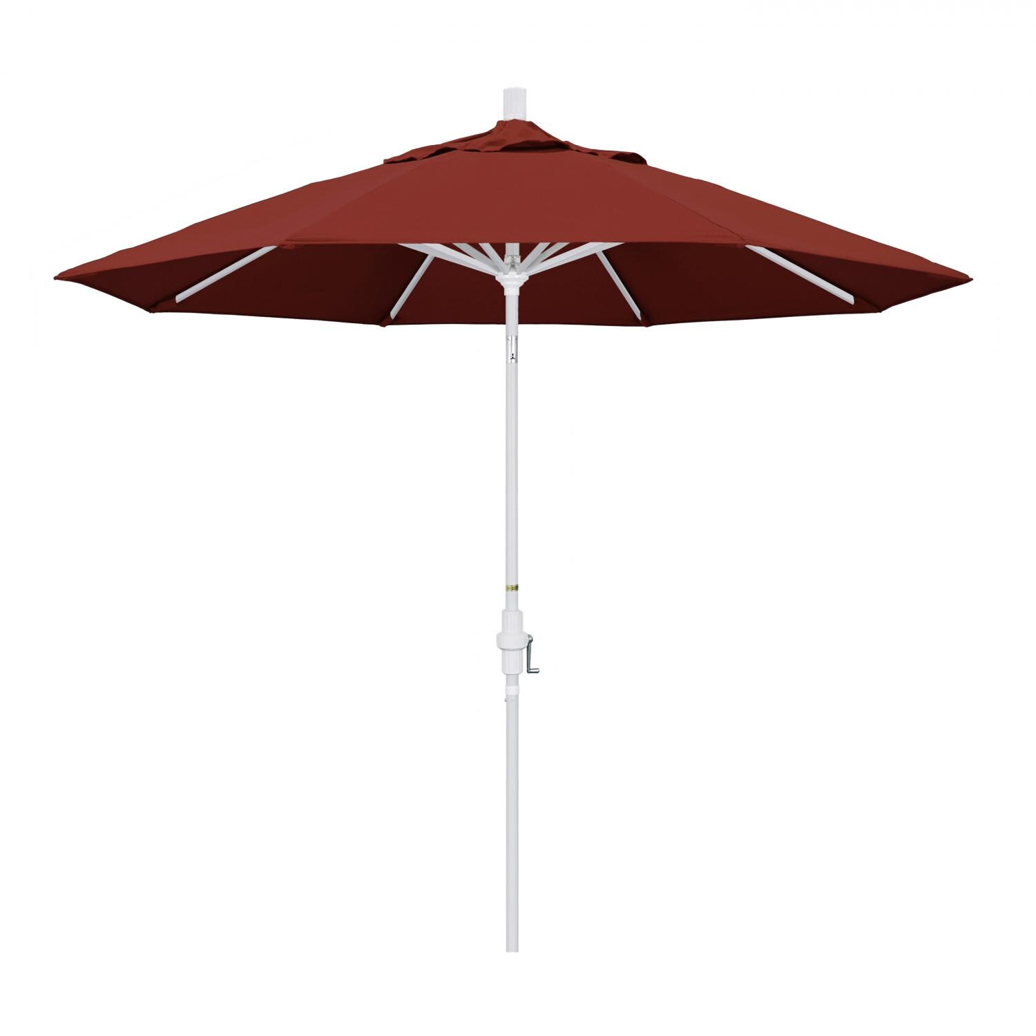 California Umbrella 9 Ft Octagonal Aluminum Collar Tilt Patio Umbrella W/ Crank Lift & Aluminum Ribs - Matted White Frame / Sunbrella Canvas Henna Canopy thumbnail