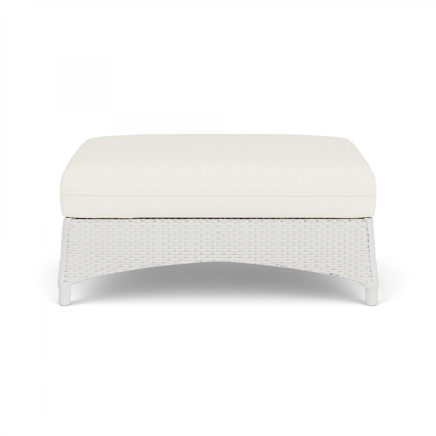 Lloyd Flanders Mandalay Large Ottoman in Matte White Finish with Sailcloth Salt fabric thumbnail