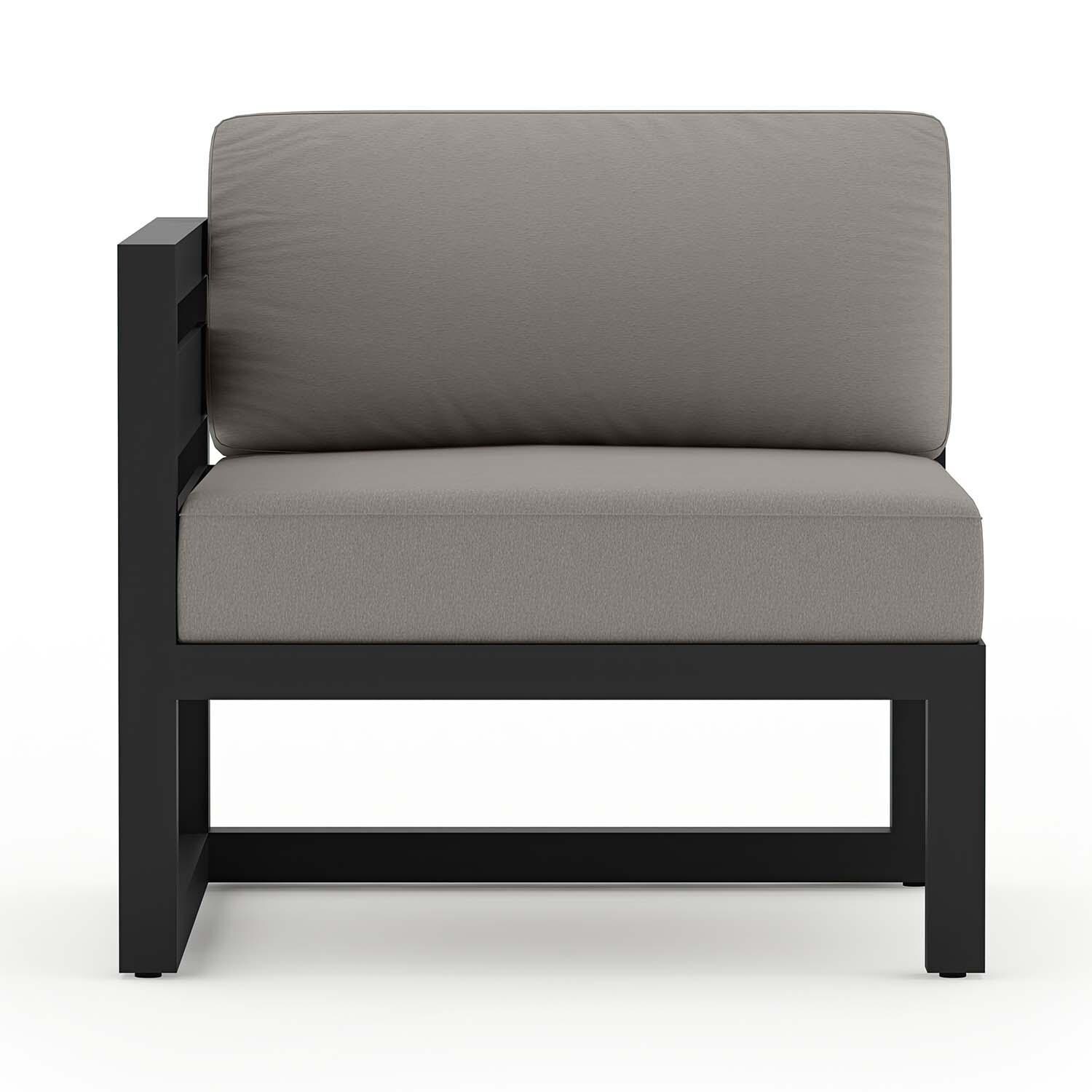 Misty Cove 6 Pc Aluminum Sectional Seating Set w/ Swivel Chairs in Black/Canvas Charcoal by Lakeview Outdoor Designs - Left Chair - White Background thumbnail