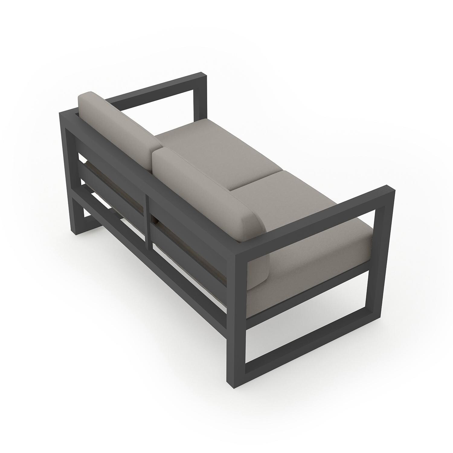 Misty Cove 2 Person Loveseat in Slate w/Canvas Charcoal Cushions by Lakeview - Back Angle View - White Background thumbnail